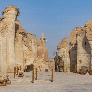 Entrance to the Al Qarah mountain, Al Ahsa (Al Hasa) Oasis, UNESCO World Heritage Site, Hofuf, Kingdom of Saudi Arabia, Middle East
